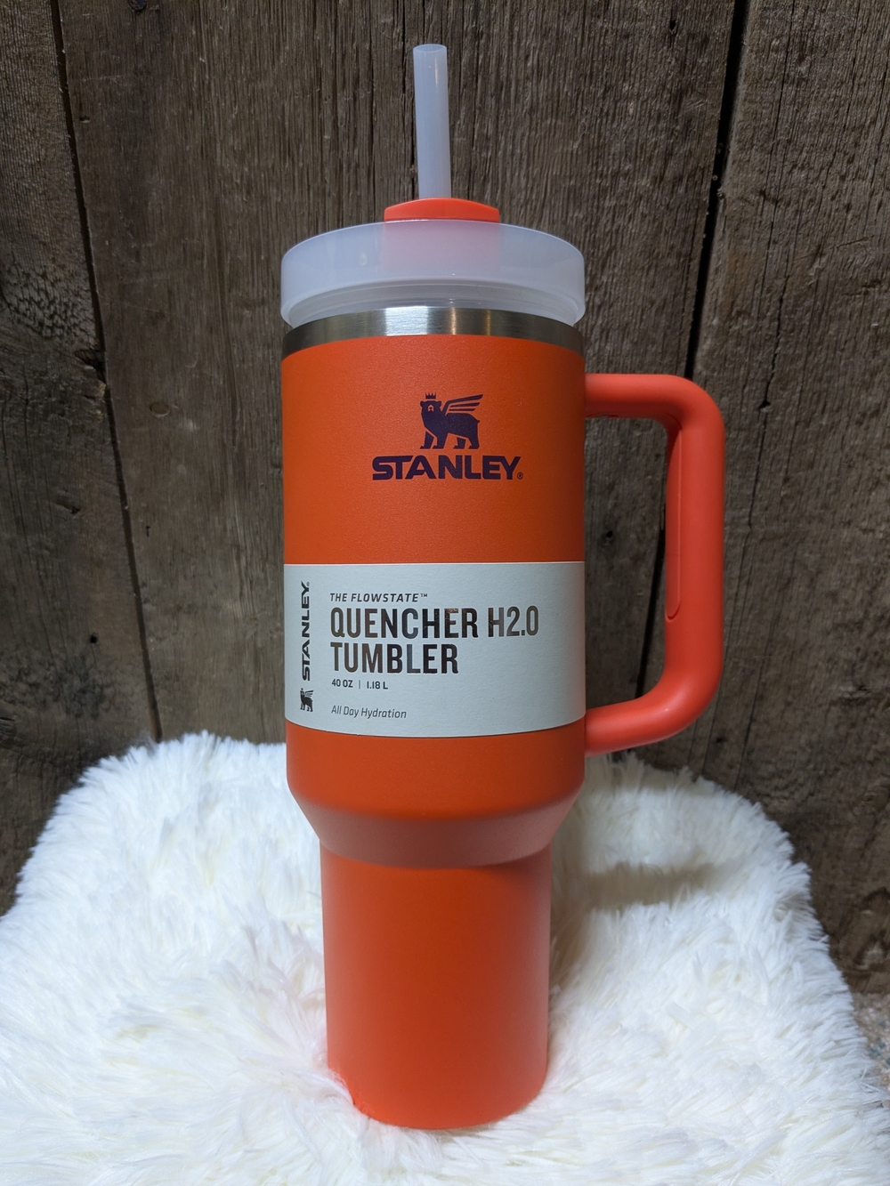 Stanley Orange Quencher H2.0 Tumbler with Handle and Straw